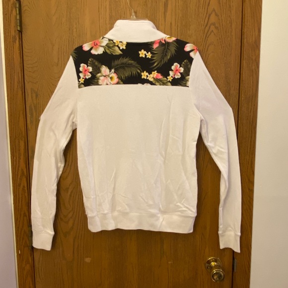 PINK Floral Shoulder Pullover Sweatshirt Size Medium - Picture 3 of 4